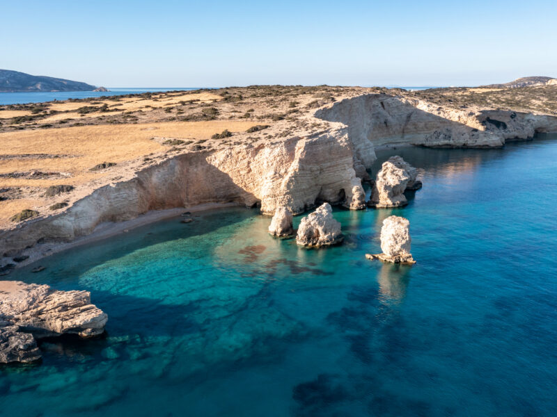 Greece,,Small,Cyclades,Islands.,Kato,Koufonisi,Secluded,Beaches,Aerial,Drone
