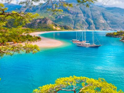 Black,And,Brown,Gulet,Anchored,At,The,Aegean,Sea,