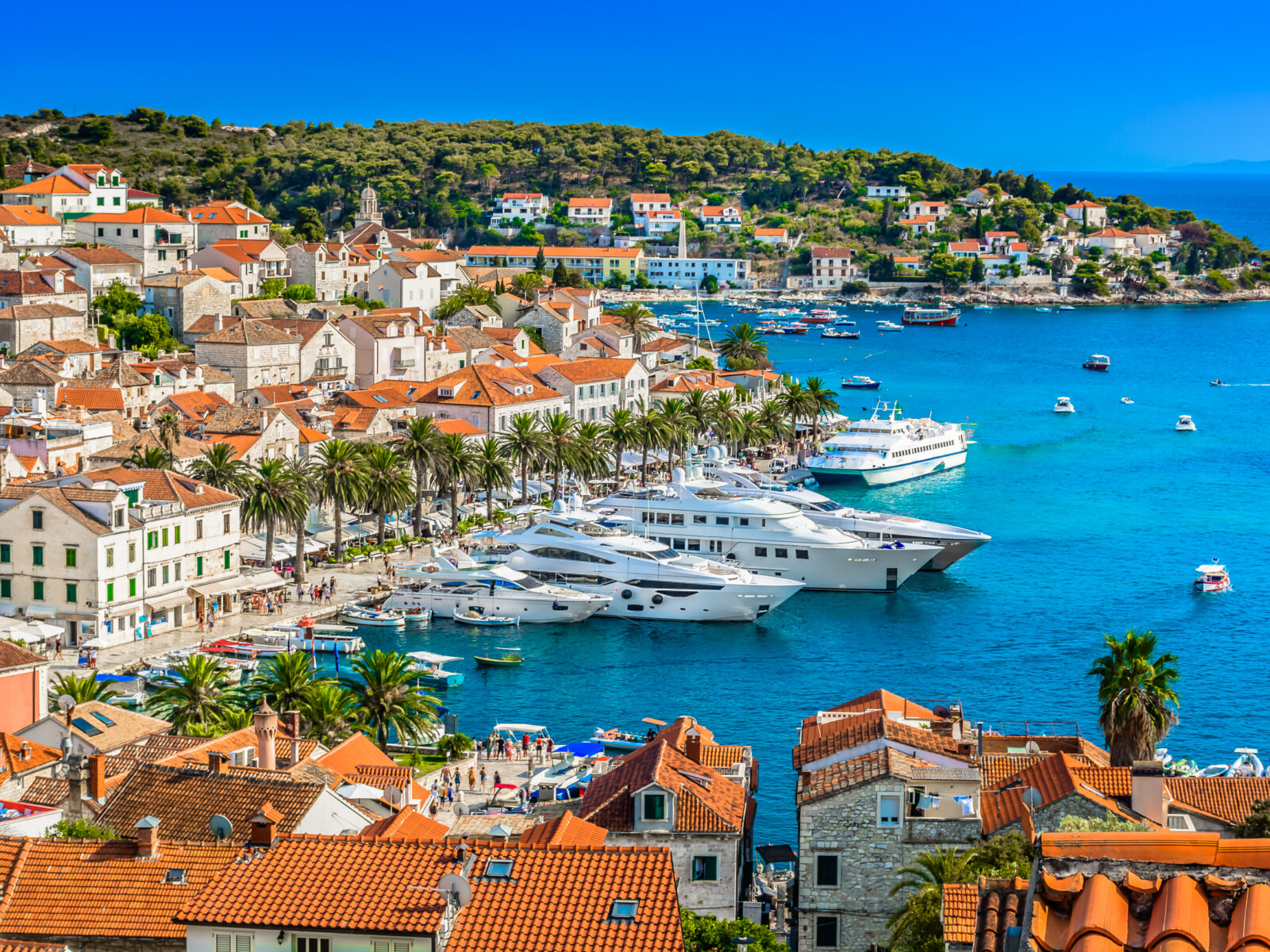 Aerial,View,At,Hvar,Town,In,Southern,Croatia,,Famous,Luxury