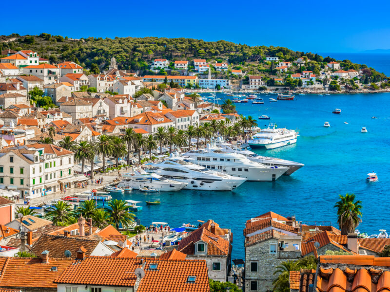 Aerial,View,At,Hvar,Town,In,Southern,Croatia,,Famous,Luxury