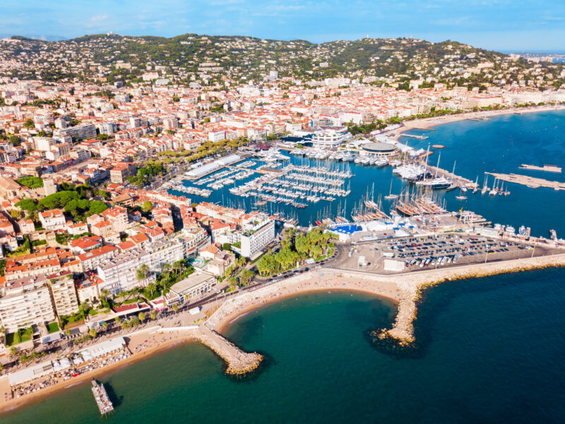 Cannes,Port,And,Beach,Aerial,Panoramic,View.,Cannes,Is,A
