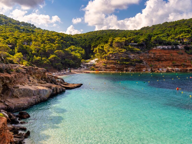 Cala,Salada,Is,A,Quiet,Cove,Surrounded,By,Forests,,With